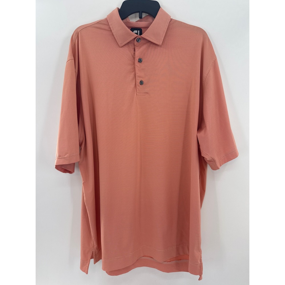 FootJoy Mens XL ProDry Performance Golf Polo Shirt Coral Orange Micro Stripe FJ